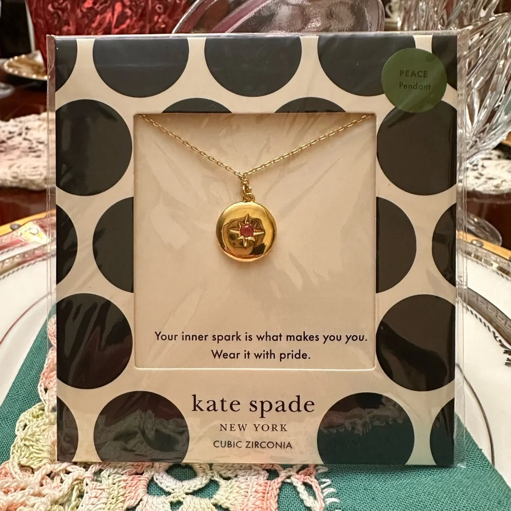 Kate Spade The Color Spark Collection‎ Pink Peace Medallion Necklace NWT